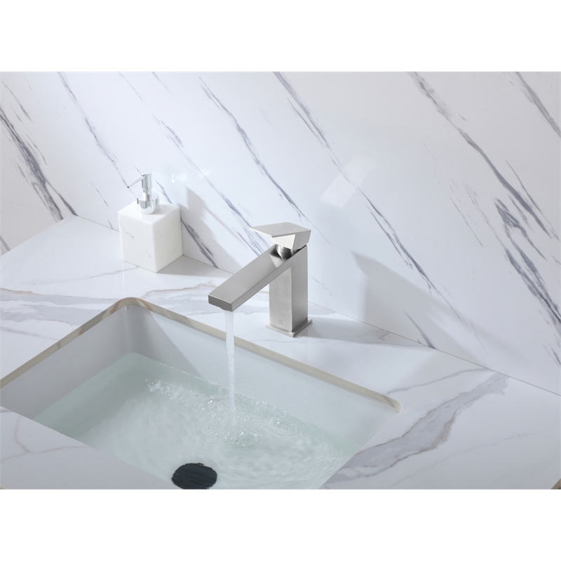 Elegant Kitchen and Bath Jakob Stainless Steel Bathroom Faucet in Nickel