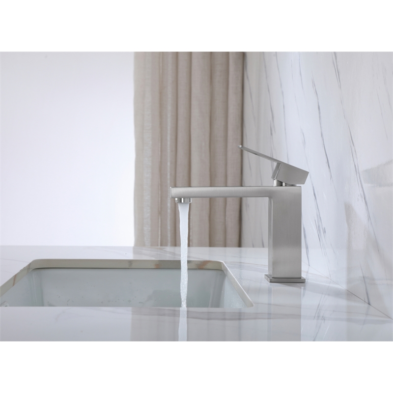 Elegant Kitchen and Bath Jakob Stainless Steel Bathroom Faucet in Nickel