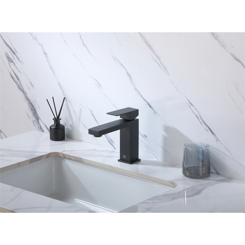 Elegant Kitchen and Bath Jakob Stainless Steel Bathroom Faucet in Black