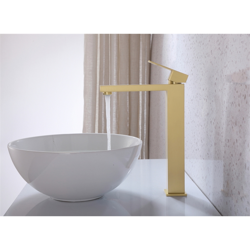 Elegant Kitchen and Bath Jakob Stainless Steel Bathroom Faucet in Brushed Gold