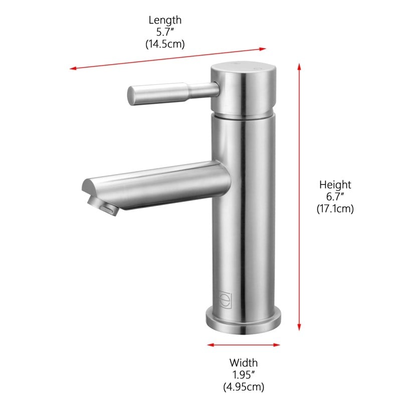 Elegant Kitchen and Bath Mia Stainless Steel Bathroom Faucet in Brushed Nickel