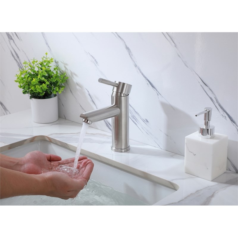 Elegant Kitchen and Bath Mia Stainless Steel Bathroom Faucet in Brushed Nickel