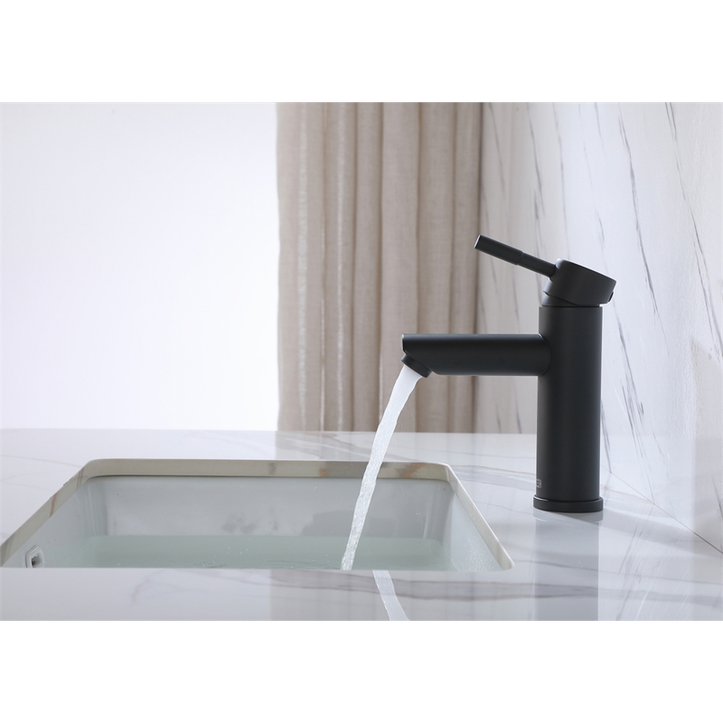 Elegant Kitchen and Bath Mia Stainless Steel Bathroom Faucet in Matte Black