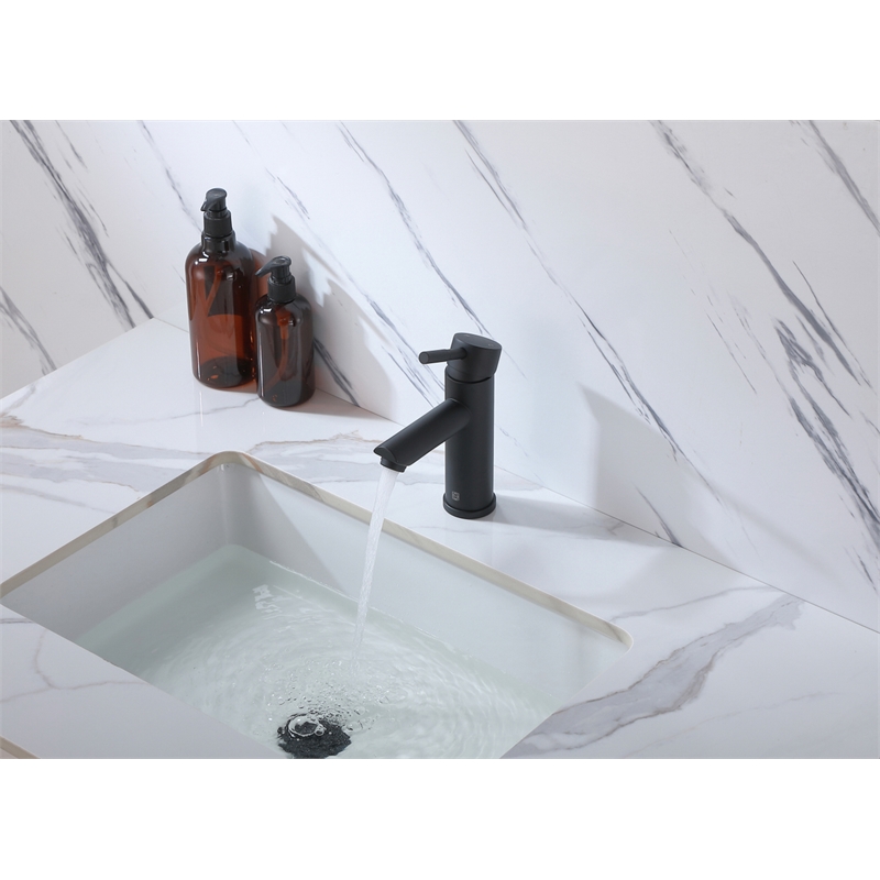 Elegant Kitchen and Bath Mia Stainless Steel Bathroom Faucet in Matte Black