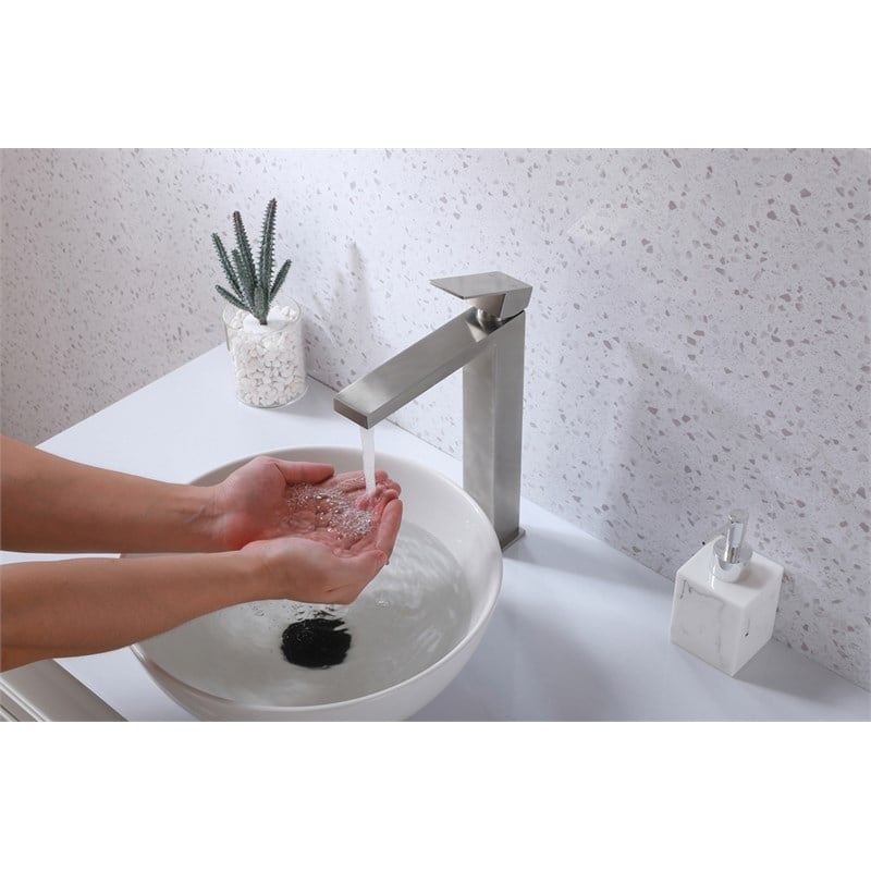 Elegant Kitchen and Bath Jakob Stainless Steel Bathroom Faucet in Brushed Nickel
