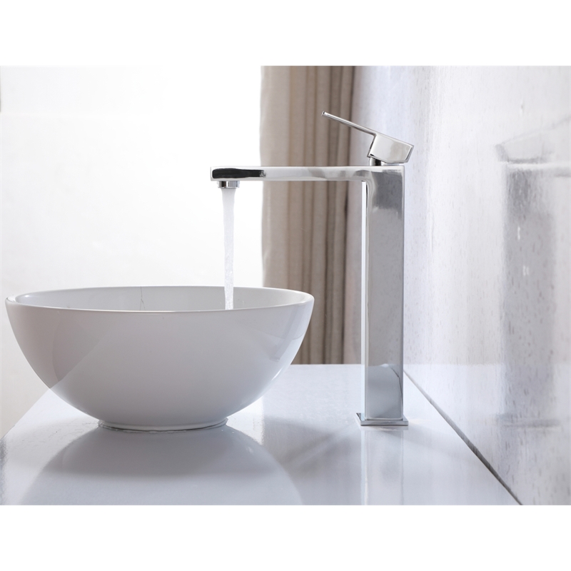 Elegant Kitchen and Bath Jakob Modern Stainless Steel Bathroom Faucet in Chrome