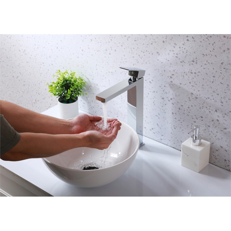 Elegant Kitchen and Bath Jakob Modern Stainless Steel Bathroom Faucet in Chrome