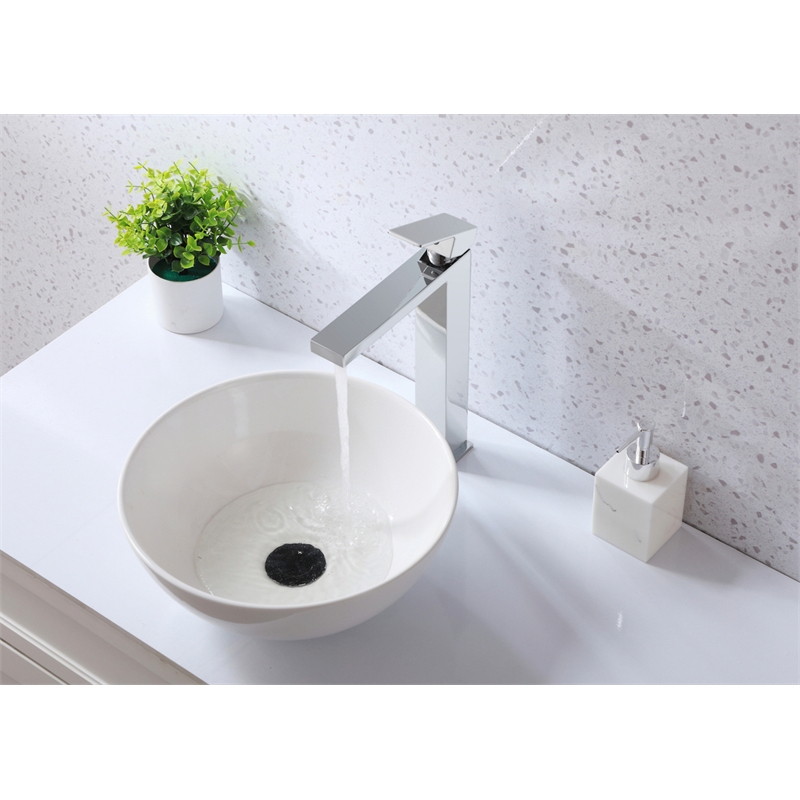 Elegant Kitchen and Bath Jakob Modern Stainless Steel Bathroom Faucet in Chrome