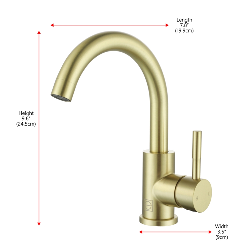 Elegant Kitchen and Bath Louis Stainless Steel Bathroom Faucet in Brushed Gold