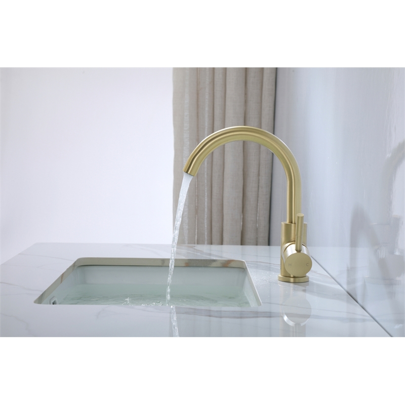 Elegant Kitchen and Bath Louis Stainless Steel Bathroom Faucet in Brushed Gold