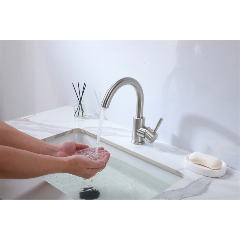 Elegant Kitchen and Bath Louis Stainless Steel Bathroom Faucet in Brushed Nickel