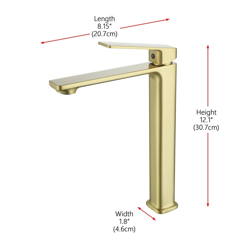 Elegant Kitchen and Bath Lena Brass Single Handle Bathroom Faucet in Gold