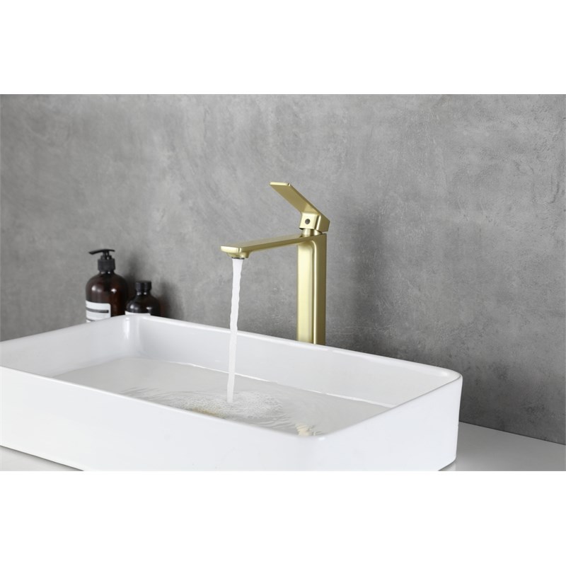 Elegant Kitchen and Bath Lena Brass Single Handle Bathroom Faucet in Gold
