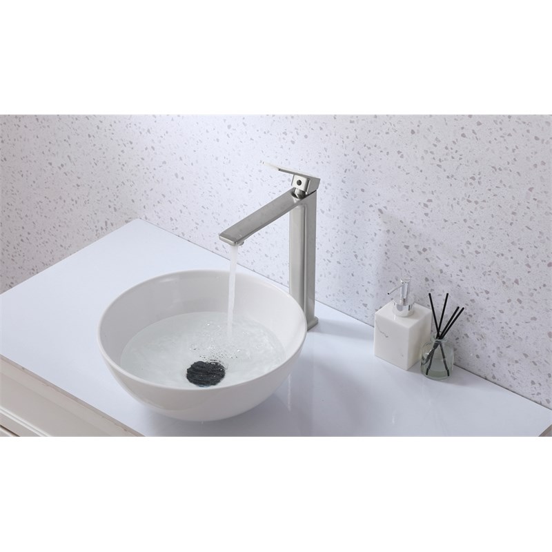 Elegant Kitchen and Bath Lena Brass Single Handle Bathroom Faucet in Nickel