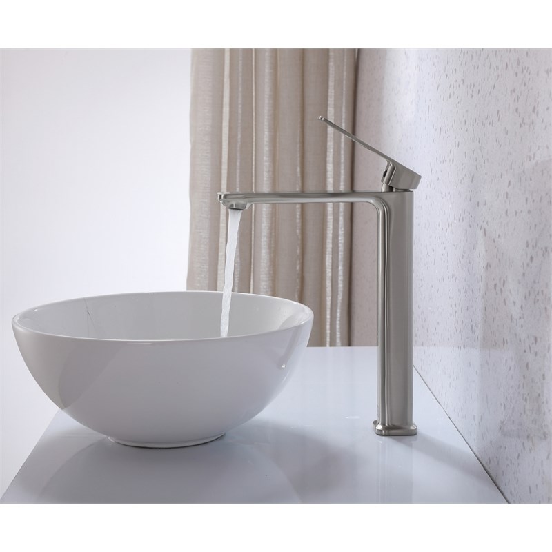 Elegant Kitchen and Bath Lena Brass Single Handle Bathroom Faucet in Nickel