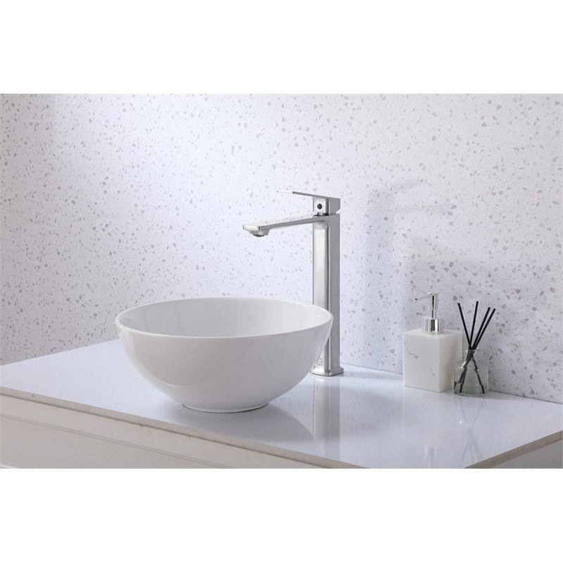 Elegant Kitchen and Bath Lena Brass Single Handle Bathroom Faucet in Nickel