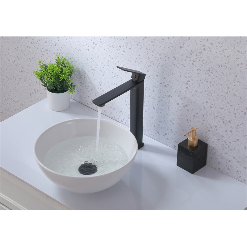 Elegant Kitchen and Bath Lena Brass Single Handle Bathroom Faucet in Matte Black