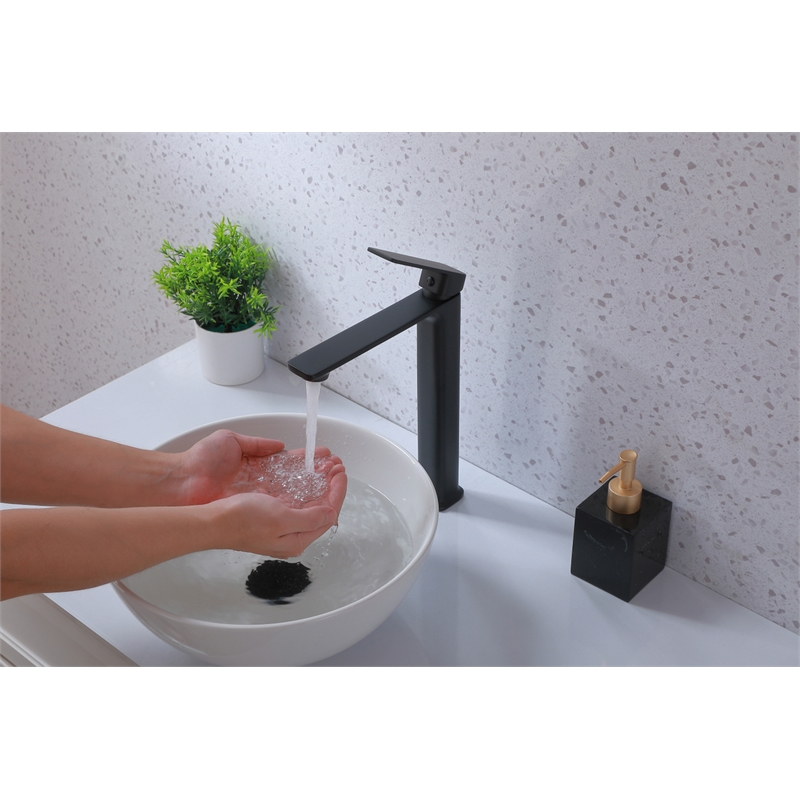 Elegant Kitchen and Bath Lena Brass Single Handle Bathroom Faucet in Matte Black