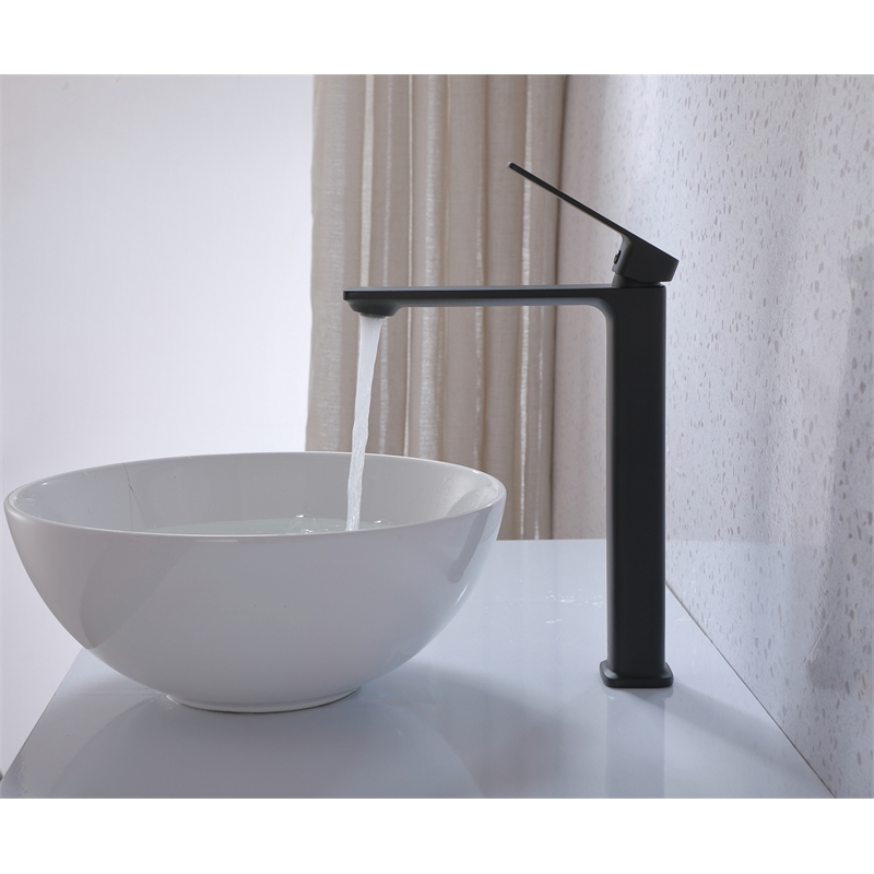 Elegant Kitchen and Bath Lena Brass Single Handle Bathroom Faucet in Matte Black