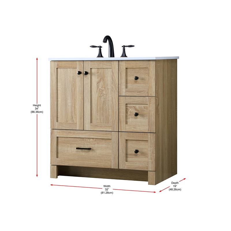 Elegant Kitchen And Bath 32 Inch Single Bathroom Vanity In Mango Wood