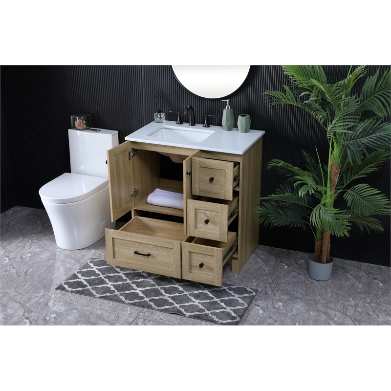Elegant Kitchen And Bath 32 Inch Single Bathroom Vanity In Mango Wood