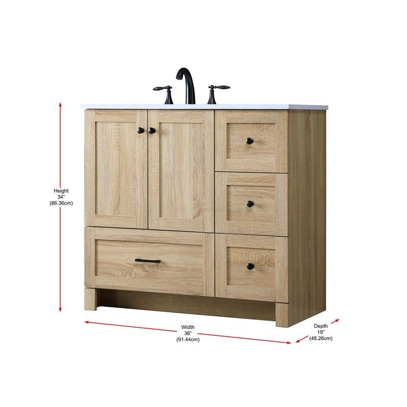 Elegant Kitchen And Bath 36 Inch Single Bathroom Vanity In Mango Wood