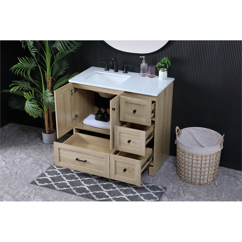 Elegant Kitchen And Bath 36 Inch Single Bathroom Vanity In Mango Wood