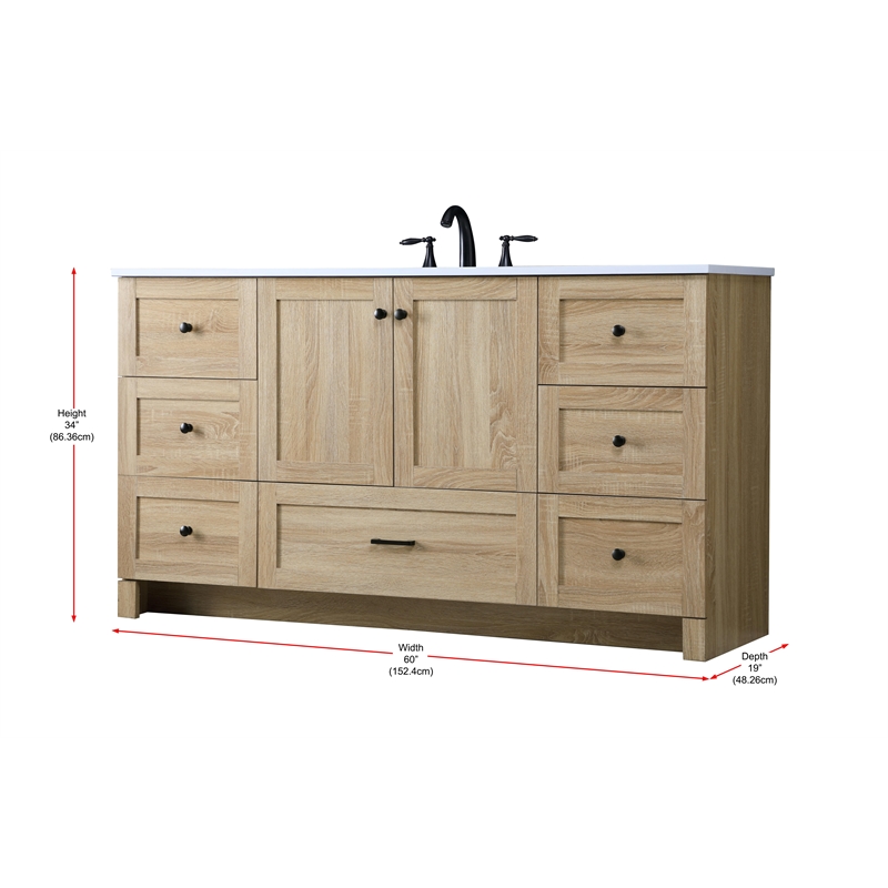 Elegant Kitchen And Bath 60 Inch Single Bathroom Vanity In Mango Wood