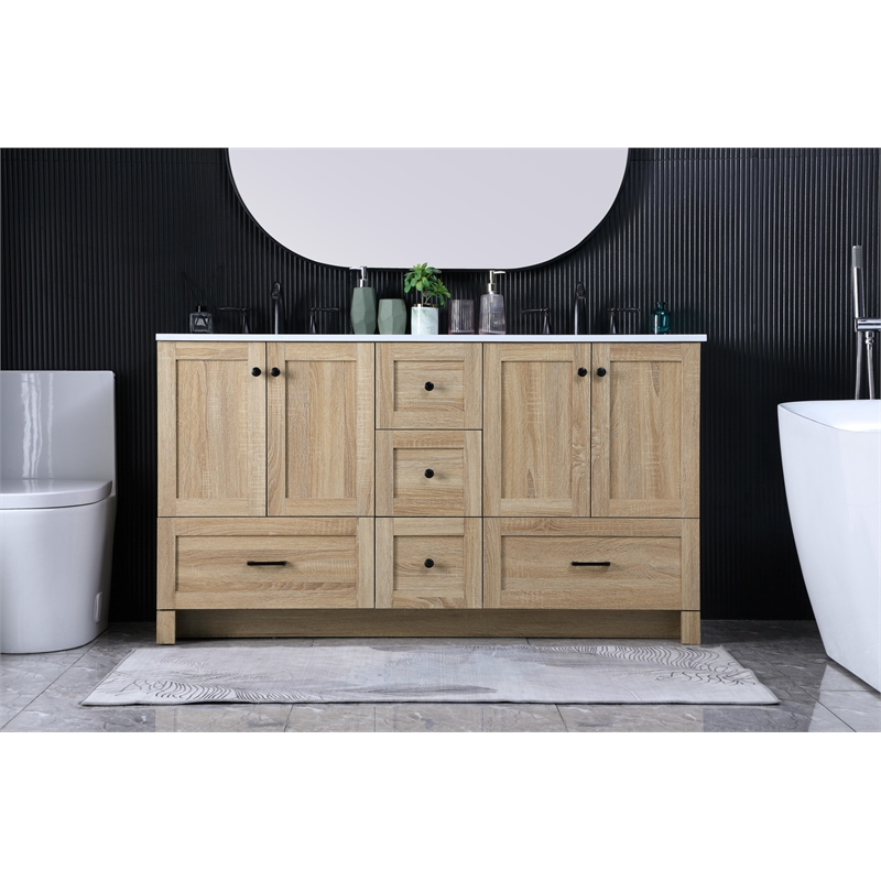 Elegant Kitchen And Bath 60 Inch Double Bathroom Vanity In Mango Wood