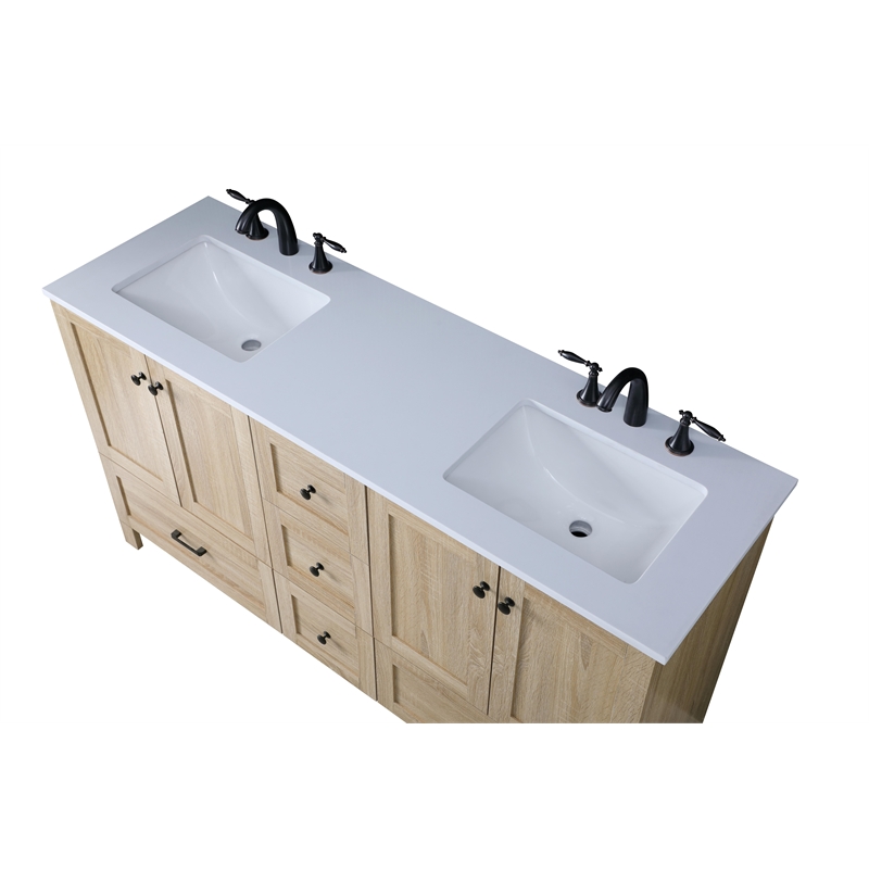 Elegant Kitchen And Bath 60 Inch Double Bathroom Vanity In Mango Wood