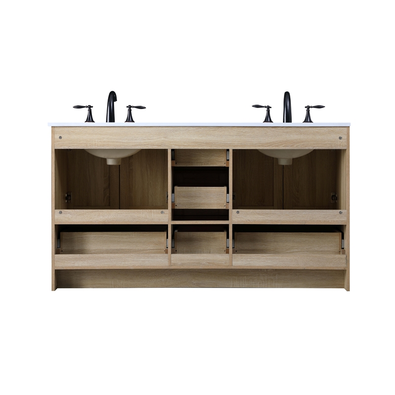 Elegant Kitchen And Bath 60 Inch Double Bathroom Vanity In Mango Wood