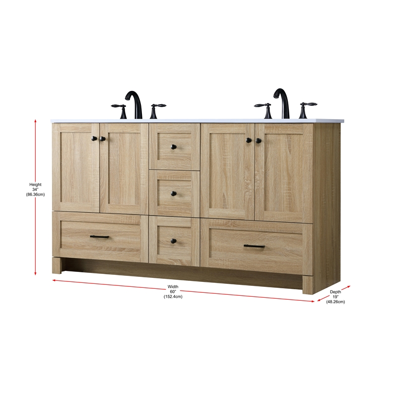 Elegant Kitchen And Bath 60 Inch Double Bathroom Vanity In Mango Wood