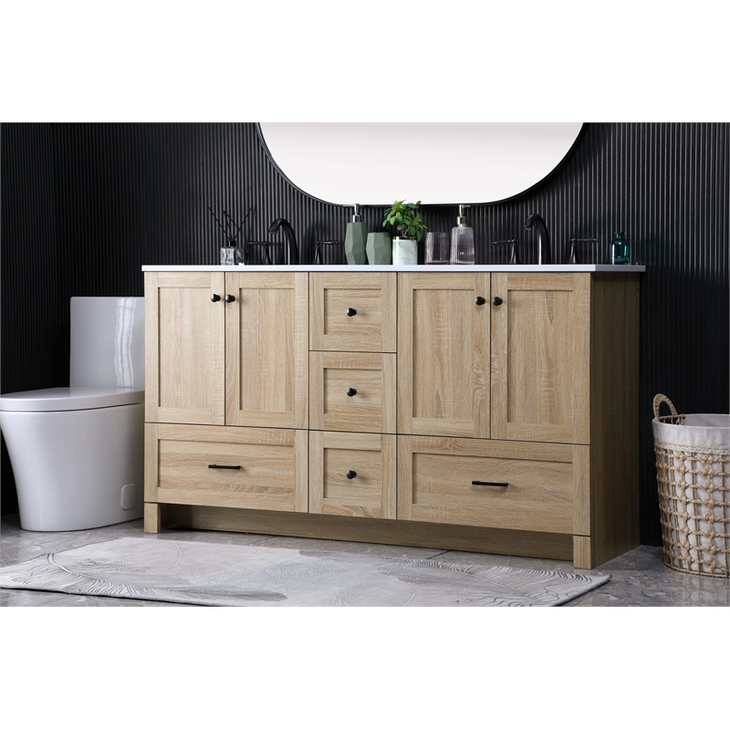 Elegant Kitchen And Bath 60 Inch Double Bathroom Vanity In Mango Wood