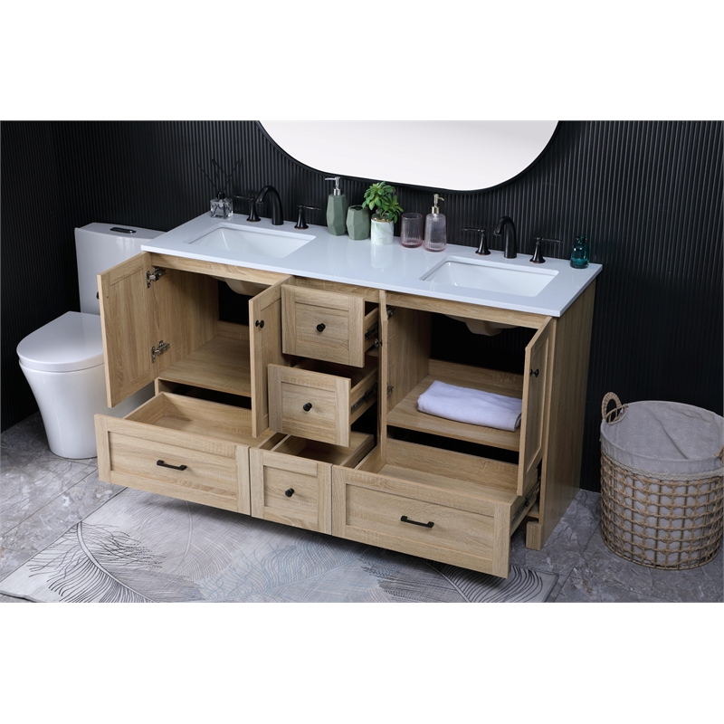 Elegant Kitchen And Bath 60 Inch Double Bathroom Vanity In Mango Wood