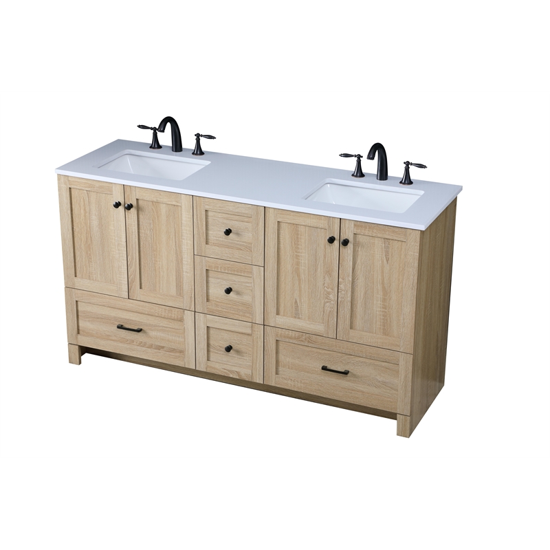 Elegant Kitchen And Bath 60 Inch Double Bathroom Vanity In Mango Wood