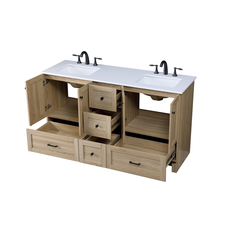 Elegant Kitchen And Bath 60 Inch Double Bathroom Vanity In Mango Wood