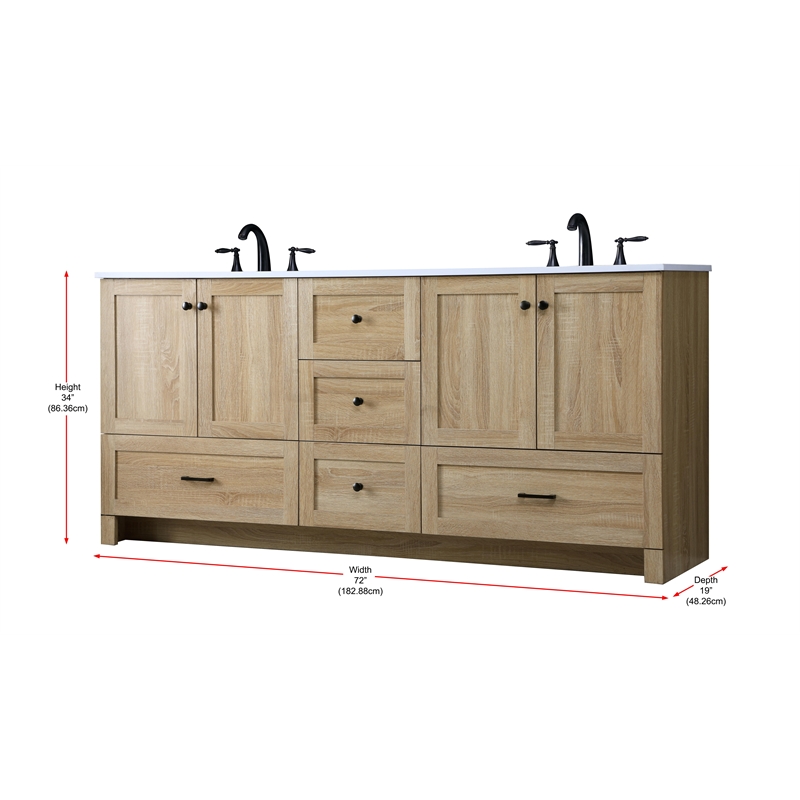 Elegant Kitchen And Bath 72 Inch Double Bathroom Vanity In Mango Wood