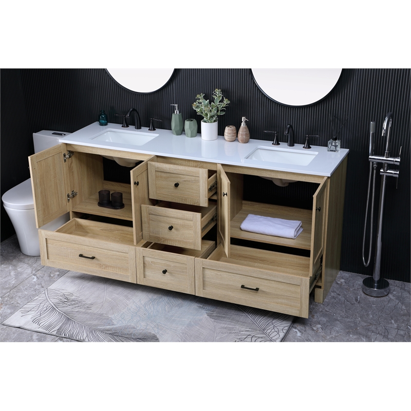 Elegant Kitchen And Bath 72 Inch Double Bathroom Vanity In Mango Wood