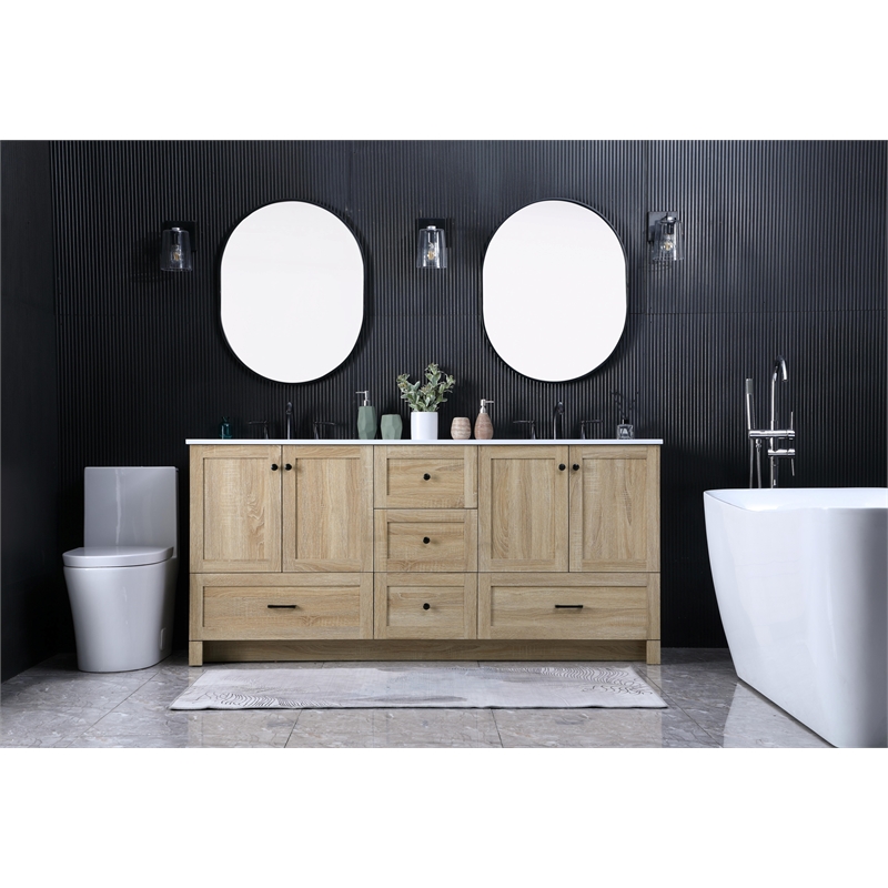 Elegant Kitchen And Bath 72 Inch Double Bathroom Vanity In Mango Wood