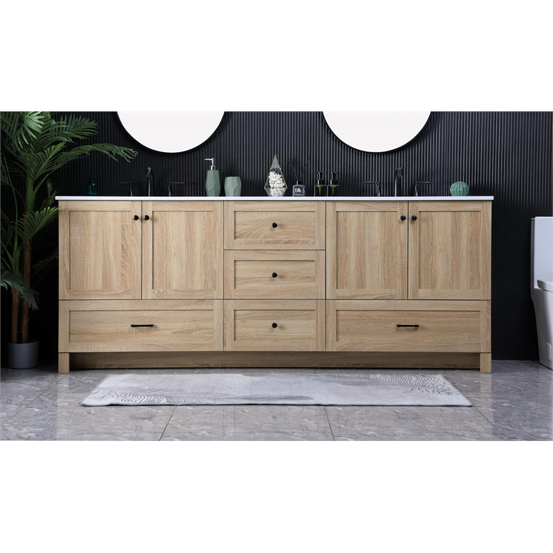 Elegant Kitchen And Bath 84 Inch Double Bathroom Vanity In Mango Wood