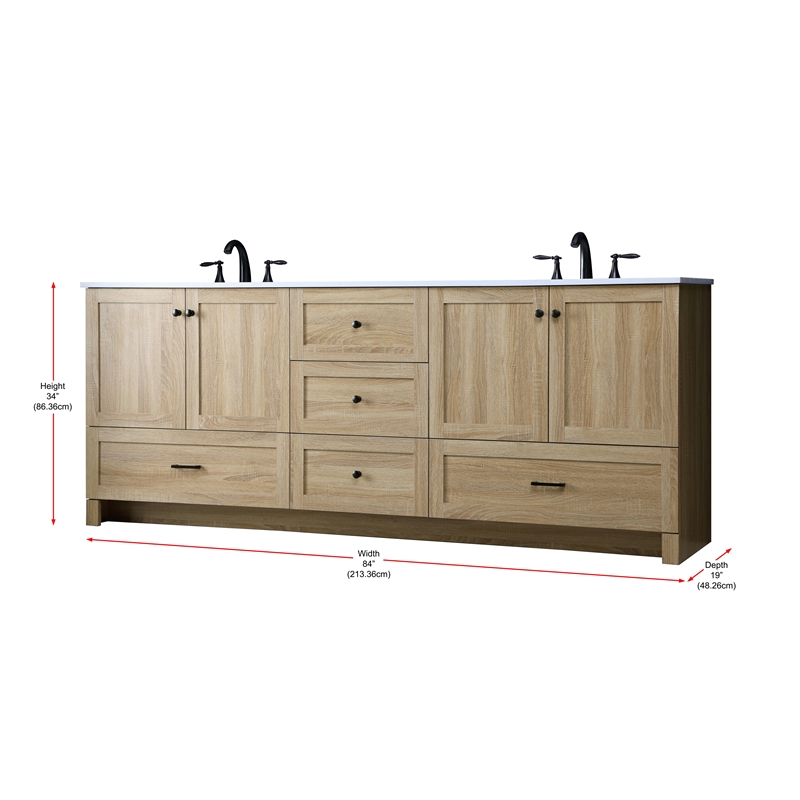 Elegant Kitchen And Bath 84 Inch Double Bathroom Vanity In Mango Wood