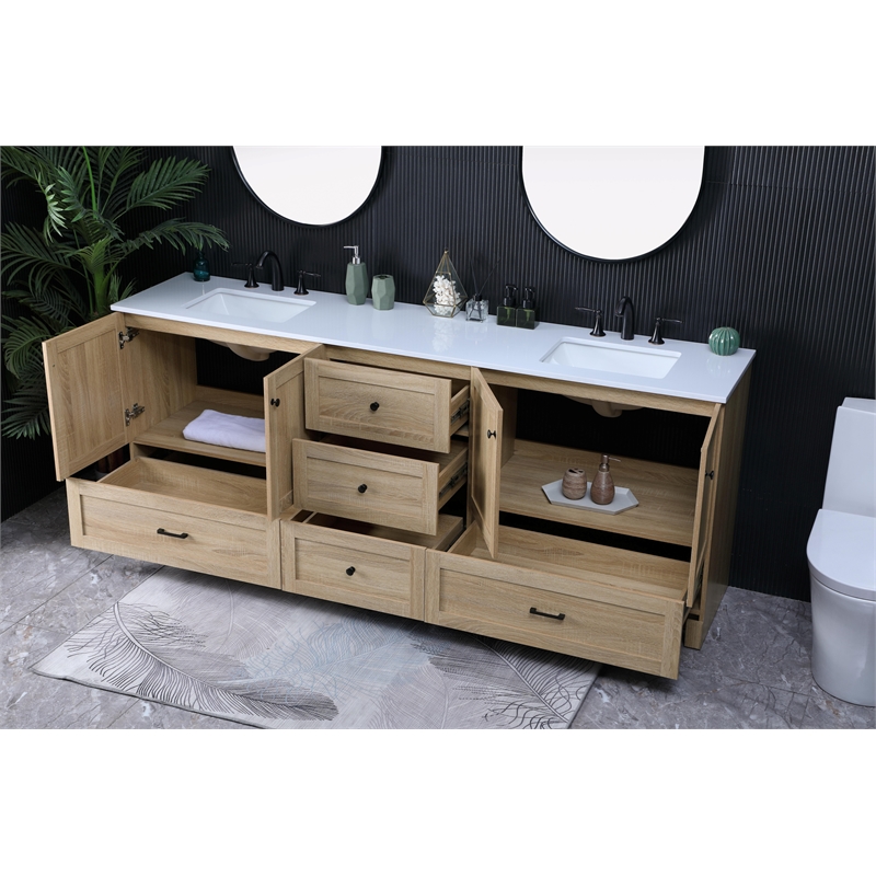 Elegant Kitchen And Bath 84 Inch Double Bathroom Vanity In Mango Wood