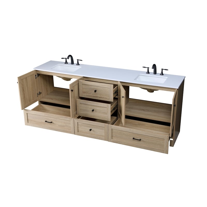Elegant Kitchen And Bath 84 Inch Double Bathroom Vanity In Mango Wood