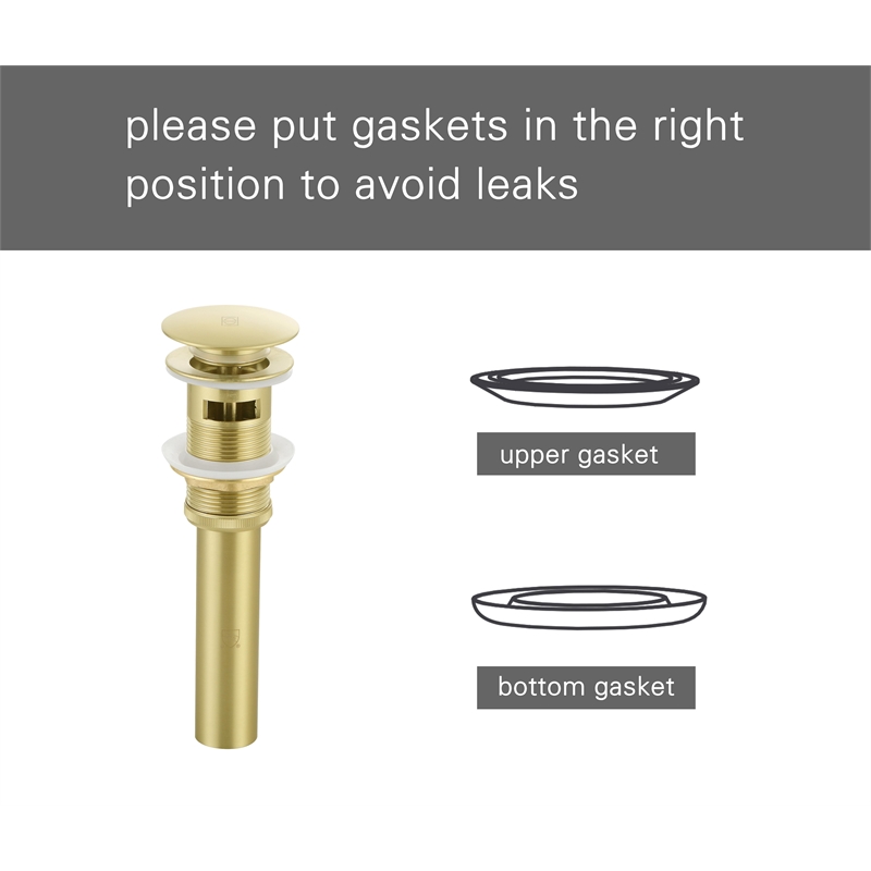 Elegant Kitchen And Bath Pop-Up Bathroom Sink Drain With Overflow Brushed Gold