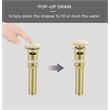 Elegant Kitchen And Bath Pop-Up Bathroom Sink Drain With Overflow Brushed Gold