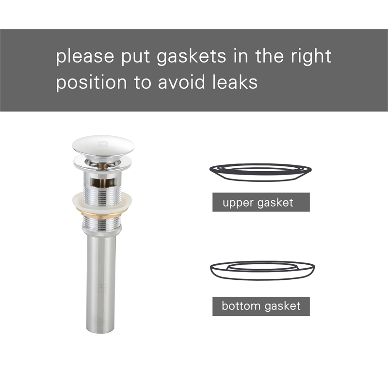Elegant Kitchen And Bath Pop-Up Bathroom Sink Drain With Overflow Polishe Chrome