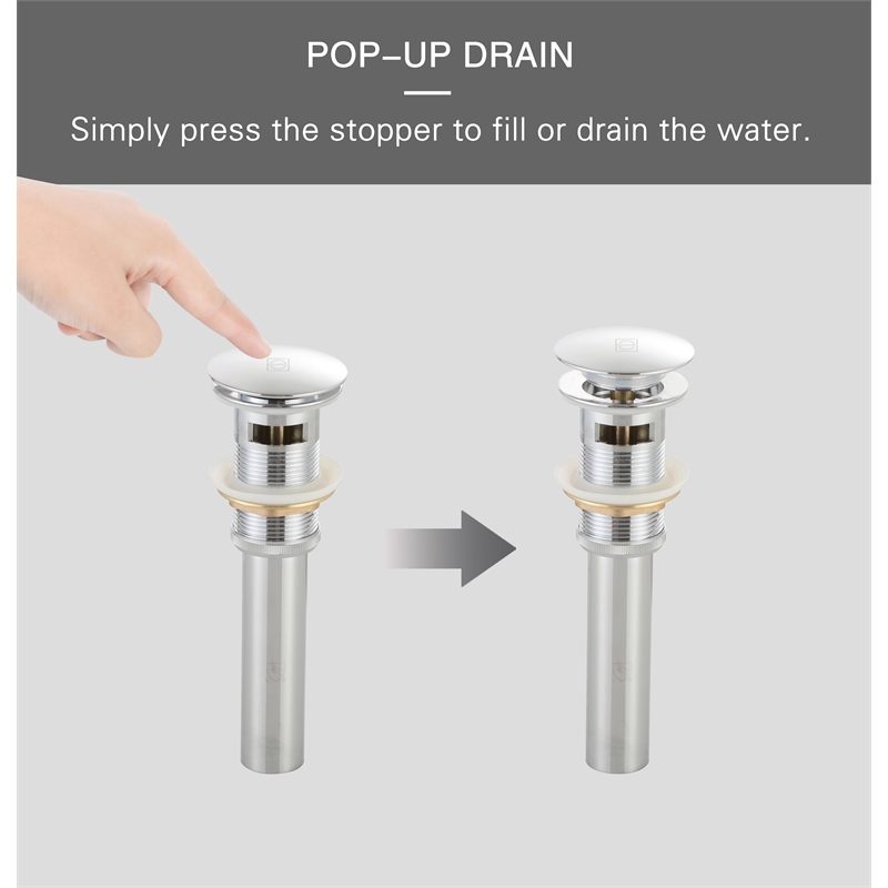 Elegant Kitchen And Bath Pop-Up Bathroom Sink Drain With Overflow Polishe Chrome