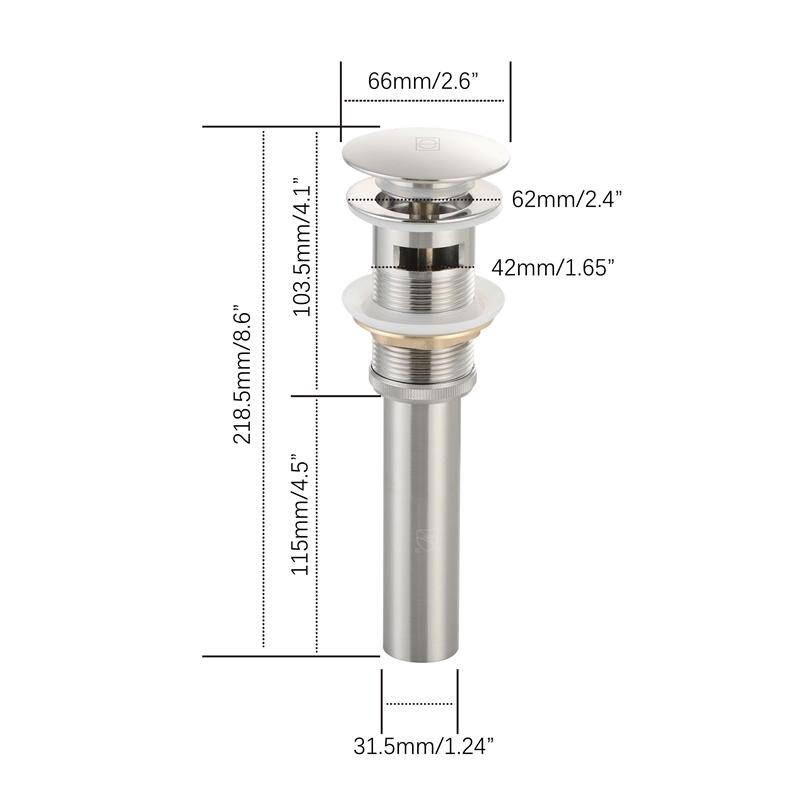 Elegant Kitchen And Bath Pop-Up Bathroom Sink Drain With Overflow Brushed Nickel