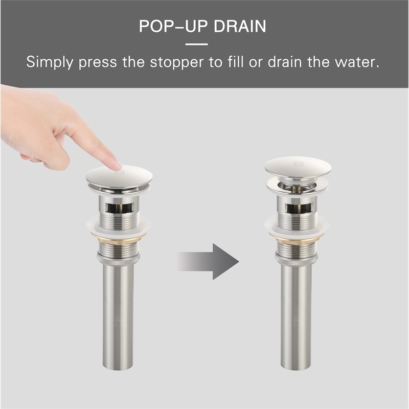 Elegant Kitchen And Bath Pop-Up Bathroom Sink Drain With Overflow Brushed Nickel