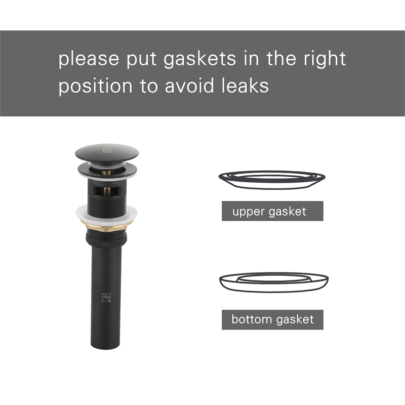 Elegant Kitchen And Bath Pop-Up Bathroom Sink Drain With Overflow In Matte Black